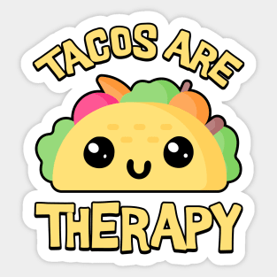 Tacos Are Therapy! Cute Taco Cartoon Sticker